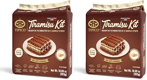 Tipico Tiramisu Kit (Pack of 2) - Authentic Italian Dessert, Easy to Make, Creamy and Decadent, Instant Recipe - Perfect for Gifting and Parties, Ready in 10 Minutes
