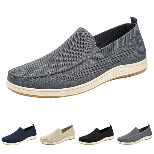 Herr andningsbar nätloafers herr ortopediska promenadskor båge stöd slip on träningsskor återhämtning artrit skor för ortopediska plantar fasciit lätta tennissneakers utomhus lounge sko, Svart, 39 EU