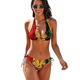 Rasta Flag Lion Women's 2 Piece Swimsuit Bikini Set with Halter Bandage Bathing Suits