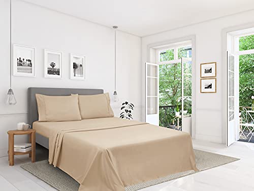 Oakias 4 Piece Full Bed Sheets Beige – Soft Brushed Microfiber Fabric Full Sheets Set – Beige Sheets For Bed – Shrinkage & Fade Resistant Sheets – Machine Washable #TOP1