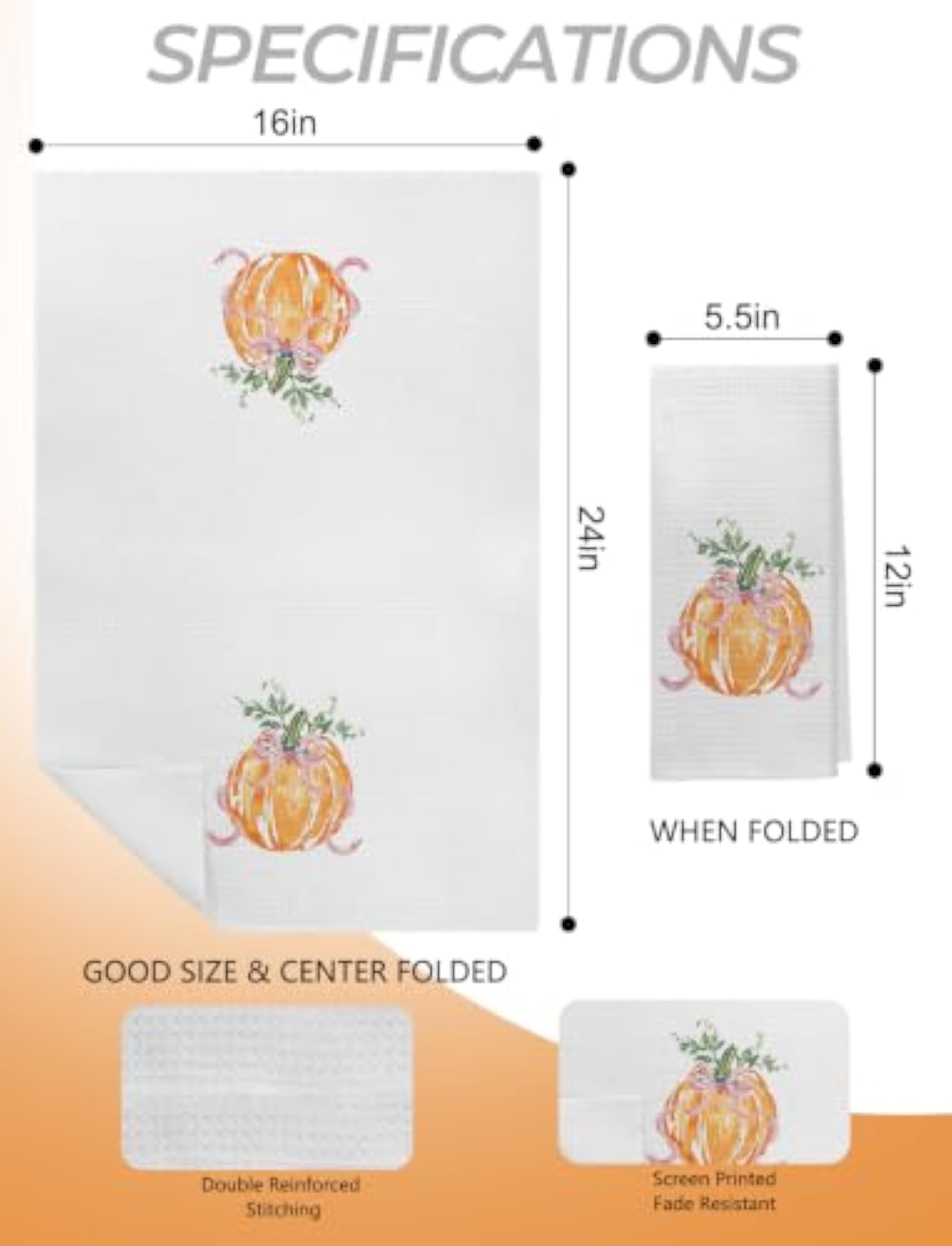 Grandmillennial Pink Fall Pumpkin Kitchen Towels