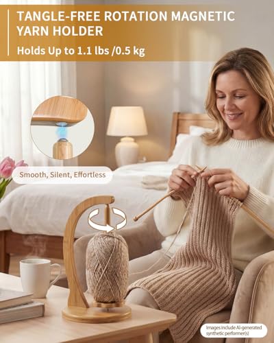 Image of SPEENSUN Yarn Holder for Crocheting, Crochet Yarn Holder, Upgrade Larger Size & Magnetic Yarn Ball Holder for Most Yarns, Rotating Yarn Holder Hold Yarn Up to 1.1 lbs with Packaging Box