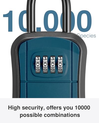Image of Puroma Key Lock Box, Portable Combination Lockbox Wall-Mounted Key Storage Box for House Keys, Resettable Code Safe Security Lock Box for Home Office Apartment Spare Key Storage (1 Pack, Peacock Blue)