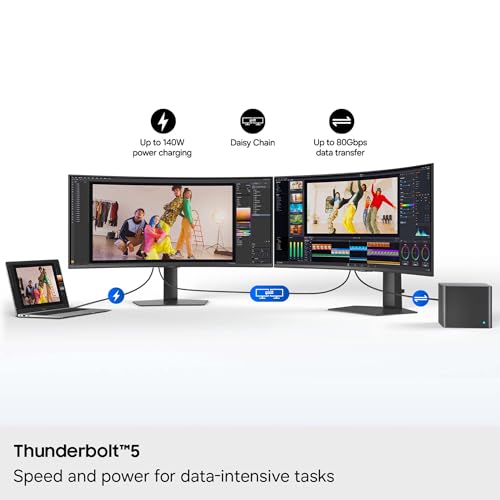 Image of Samsung 40 inch ViewFinity S8 S85TH Curved Monitor + $300 Amazon Gift Card, 5K2K WUHD Resolution, 144Hz, Built-in Speakers, Thunderbolt 5, AMD FreeSync Premium, Height /Tilt /Swivel Stand, LS40H850TANXZA