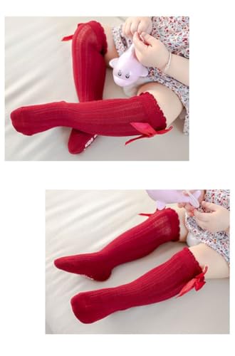 Qandsweet Baby Girl Knee-High Socks Toddlers Bow Stockings Newborn Infant Non-Slip Sock thumb #1