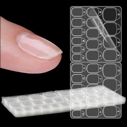 Laza 10 Sheets 300 Pcs Clear Nail Adhesive Tabs 15 Sizes Waterproof Fake Nail Glue Sticker Super Sticky Nail Bond Double Sided Jelly Glue for Press On Nails Stickers Manicure Nail Glue Tabs No Crease