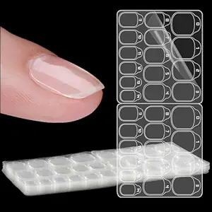Laza 10 Sheets 300 Pcs Clear Nail Adhesive Tabs 15 Sizes Waterproof Fake Nail Glue Sticker Super Sticky Nail Bond Double Sided Jelly Glue for Press On Nails Stickers Manicure Nail Glue Tabs No Crease