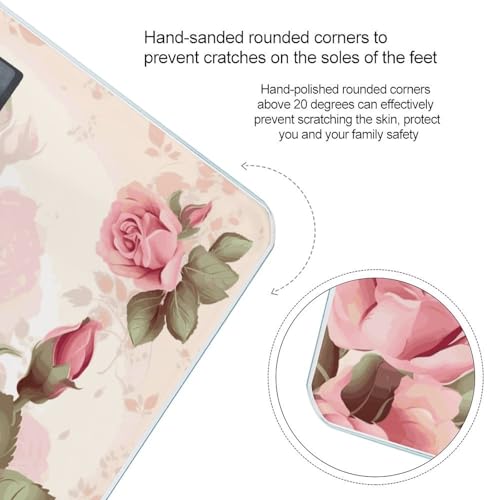Báscula digital de vidrio templado rosa floral miniatura 4
