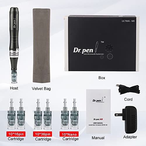 Dr. Pen M8 Multi-Function Face Machine W/30Pcs 0.25Mm Tips(16Px10,36Px10,Nanox10) #TOP7