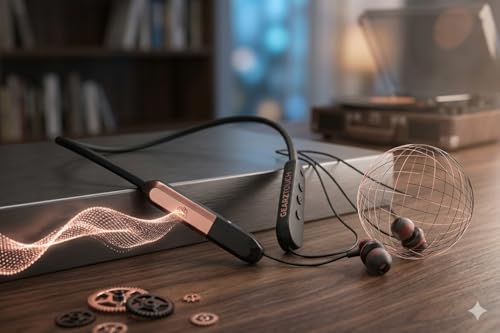 Image of Switch P'R'O Bluetooth Neckband with 60H Playtime, ENC & Passive Noise Cancellation, BT 5.3, Deep Bass Subwoofer, Fast Type-C Charging, Magnetic Metal Earbuds, HD Mic, IPX5- Black