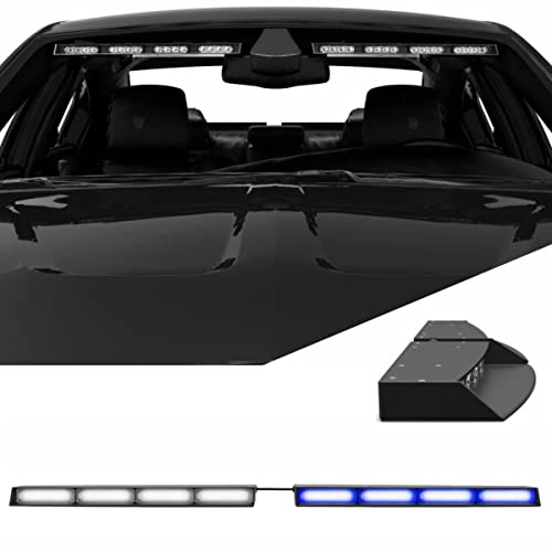 Speedtech Lights Raptor-X Tir Upper Windshield Interior Split Led Strobe Visor Light Bar Emergency Lights For Vehicles And Police With Cigarette Lighter Plug Controller - Blue/Clear #TOP26