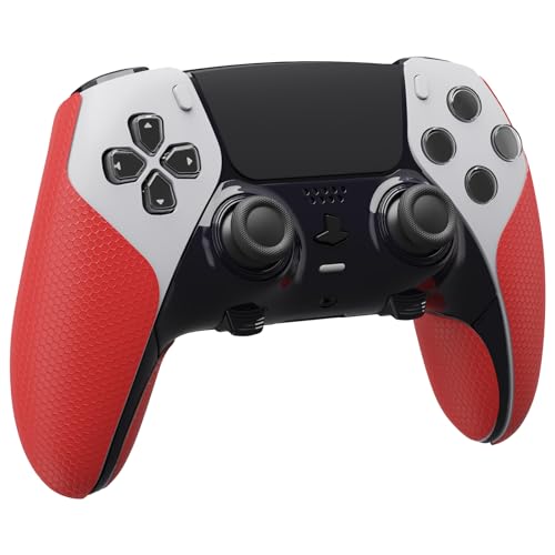 Image of Playvital Grip Sticker for PS5 Edge Wireless Controller, Non-Slip Sweat-Absorbing Professional Textured Rubber Pads Grip Pad Plating for ps5 Edge Controller (Red)