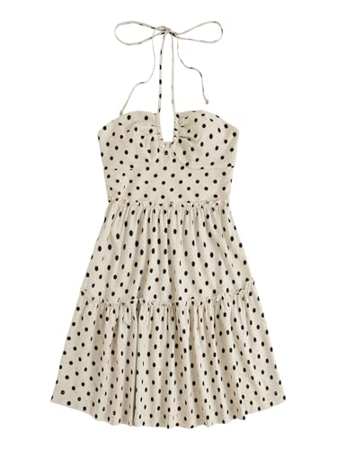 Image of Floerns Women's Floral Sleeveless Halter Dress Milkmaid Flare Hem Boho Mini Dress