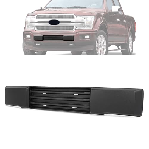 KUAFU Front Bumper Cover Compatible with 2015 2016 2017 Ford F150 F-150 FO1044108 FL3Z-17E810-AA w/o Block Heater & Grille Shutters Lower Grille Trim Panel License Plate Bracket Mount Fascia Cover