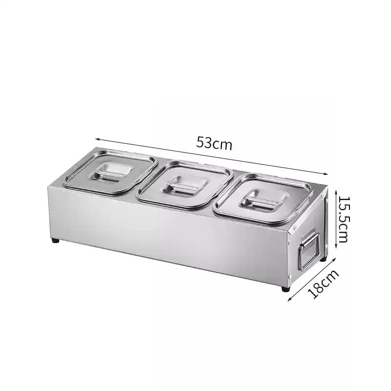 Estación de acero inoxidable para pizzas y dispensador de condimentos, estante de especias para salsas, condimentos, mermeladas y frutas, diseño de mango (plata-B, 53 x 18 x 15,5 cm)