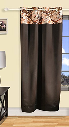 Image of Swayam 100% Blackout Polyester Long Door Curtain for Living Room & Bedroom | 9 Feet | Room Darkening Curtain with Eyelets | Pack of 1 | Solid Design - Brown
