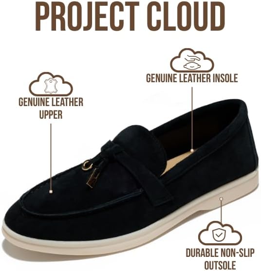 Project Cloud 100% Genuine Leather Womens Shoes - Lightweight Moccasins Penny Loafers for Women with Memory Foam and Leather Insole - Non-Slip Casual Womens Slip on Shoes for Women (Iris) - Image 2