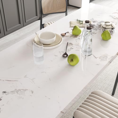 Vinilo de mármol blanco impermeable y grueso papel autoadhesivo lavable para encimeras 3