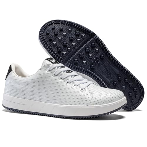 Men's Golf Shoes Professional Spikeless Leather Sneakers Non Slip Low Top Lightweight Comfort Travel Walking Shoes3