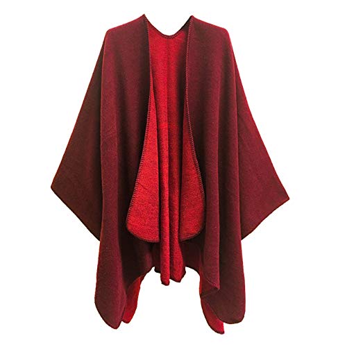 MeOkey Poncho para Mujer de Invierno Cárdigan de Elegante Abrigada Calentito Diseño Casual Simple Manta Chal 150 x 130 CM