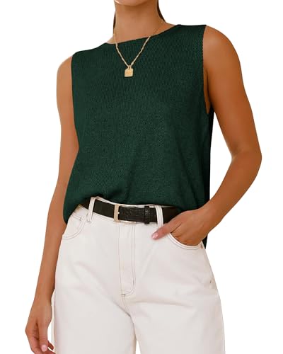 BTFBM Women's Sleeveless Sweater Vest 2025 Summer Crew Neck Ribbed Knit Lightweight Pullover Casual Loose Fit Tank Tops