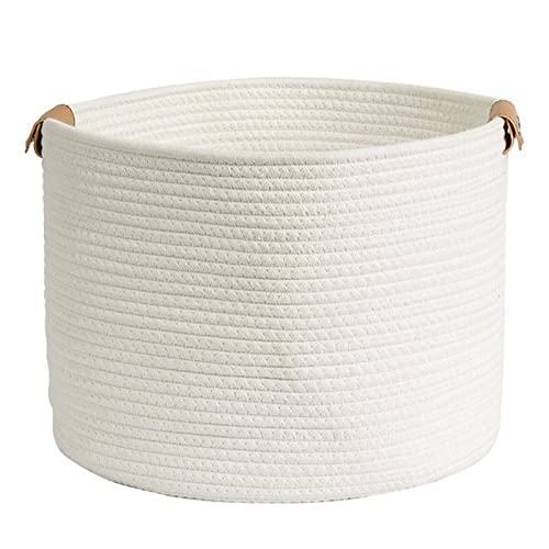 Cesta de cuerda de algodón con asas duraderas para almacenamiento y decoración 8