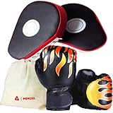 MERCIEL Parent-Child Boxing Kids Gloves Adult Mitt Set with Storage Bag Gloves 3 Colors (Black)