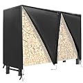 Hayenda Firewood Rack Cover, 8 Feet Waterproof Firewood Log Rack Cover Oxford Heavy Duty Outdoor All-Weather Protection for Wood Rack Cover [Black]