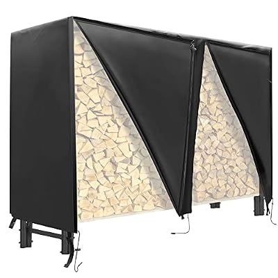 Hayenda Firewood Rack Cover, 8 Feet Waterproof Firewood Log Rack Cover Oxford Heavy Duty Outdoor All-Weather Protection for Wood Rack Cover [Black]