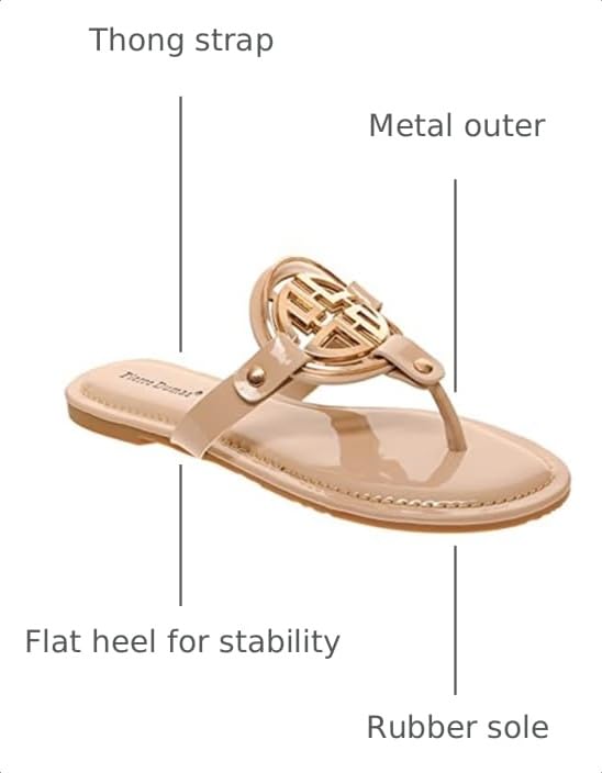 Image of Pierre Dumas Women's Medallion Vegan Slide Thong Flip Flop Flat Sandal