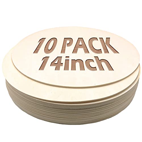 Gerodaphin Wood Circles 10 Pcs 14 Inch Round Wood for Crafts Unfinished Wooden Blank Round Wooden Slices Wood Circles for Painting DIY Burning Art Door Hanger Home Party Christmas Holiday Decor