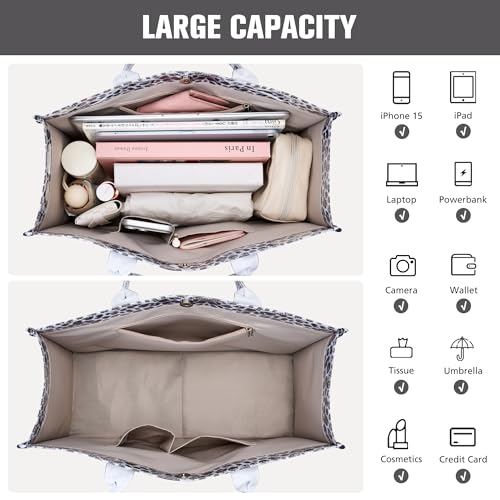 Image of KALIDI PVC Tote Bag Women's Kraft Paper Work Handbags Purses with Top Handle