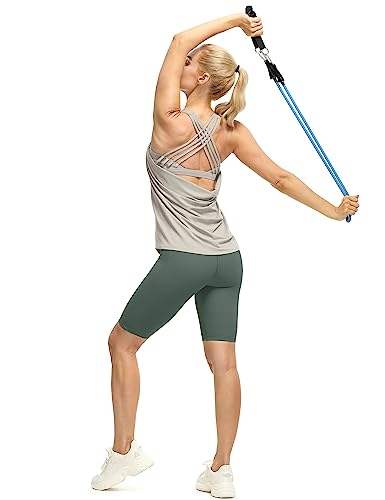 Image of icyzone Women's Open Back Workout Athletic Yoga Tank Tops with Built in Bra
