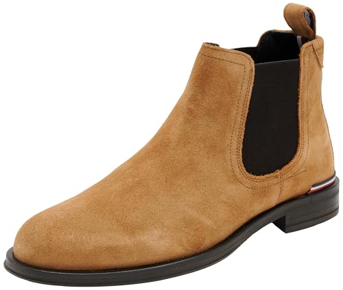 Tommy Hilfiger Botas Chelsea elegantes para hombre, Marrón Sahara, 44 EU