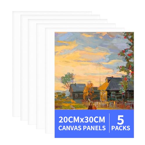 5 Pack 20x30cm (8 x 11.9) Premium Blank Canvas Panels for Painting Ideal for Acrylic, Oil, Watercolor – Perfect for Artists, Beginners and Hobbyists