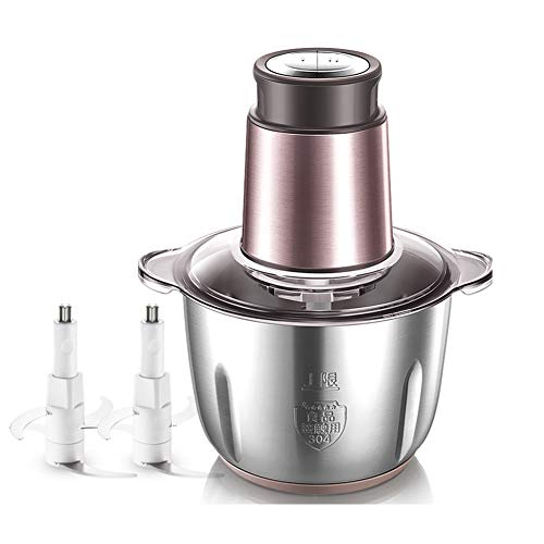 Fleischwolf Chopper, Mixgerät 2L, 300W, 2 Geschwindigkeit, Edelstahl-Schüssel Und 4 Bi-Level-Blades, Für Babynahrung, Fleisch Gemüse, Früchte