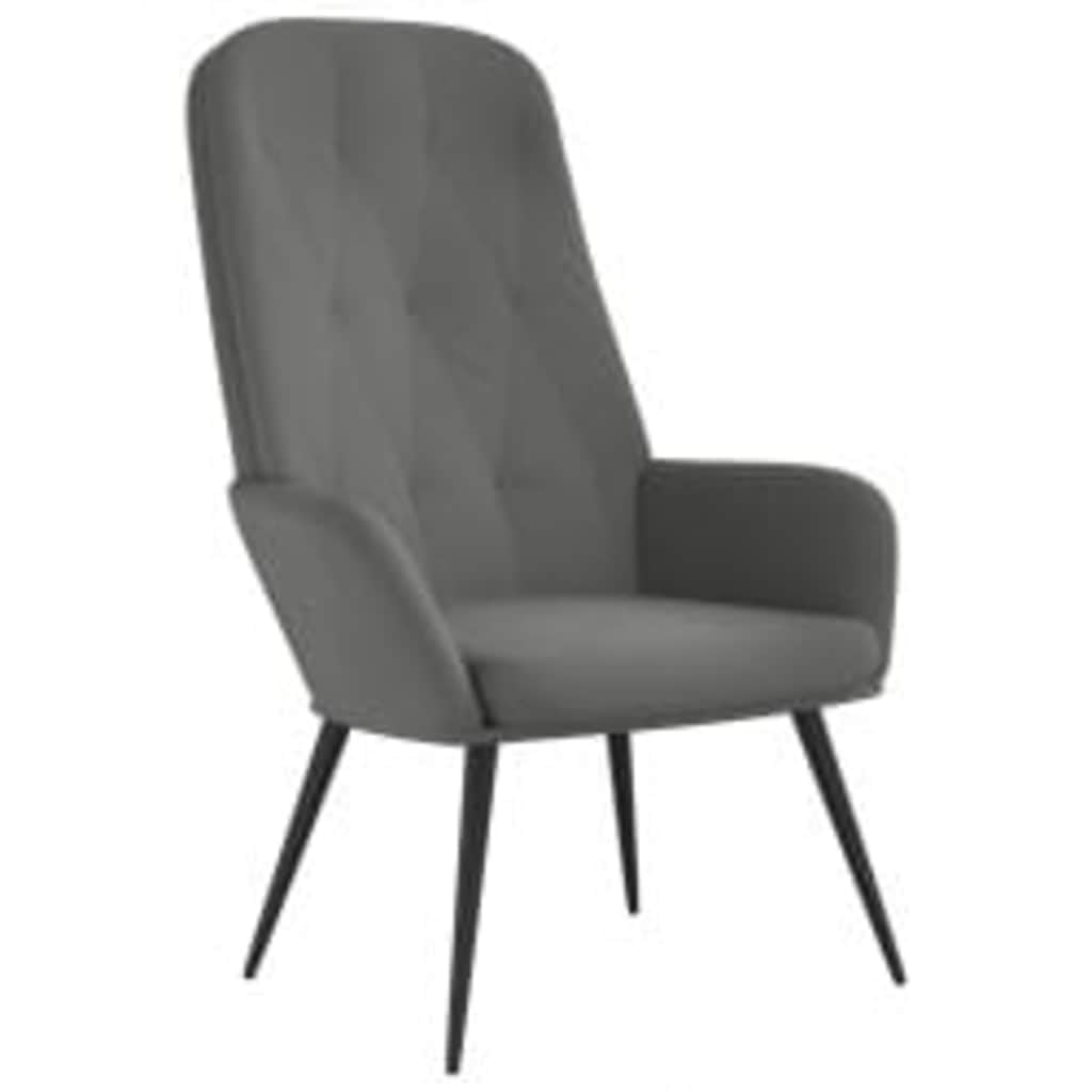 Poltrona Relax Velluto Grigio Scuro con Poggiapiedi