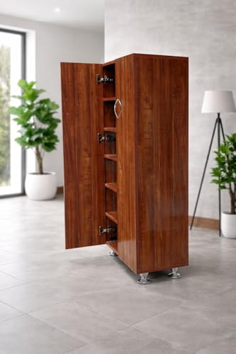 Image of Shoe Rack Organizer with Doors, 6 Shelves Wooden Shoe Cabinet for Home, 25 Pair Storage Tower, Engineered Wood Shoe Rack with Soft Close Hinges, Brown,Easily accommodate Upto UK Size 10