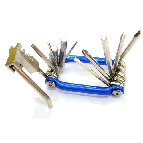 Juego de reparación de herramientas para bicicletas 11 en 1 Kit de herramientas de reparación de bicicletas Llave Destornillador Cadena Herramienta multifunción para bicicletas de acero al carbono (C