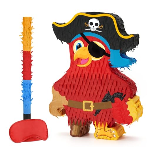 WERNNSAI Piñata de pirate avec bandeau pour les yeux et chauve-souris pour garçons et enfants - Accessoire de décoration de fête d'anniversaire