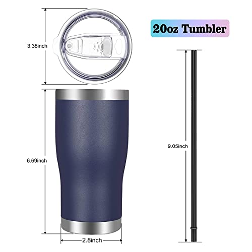Image of VEGOND 20oz Tumbler Stainless Steel Tumbler Cup with Lid And Straw Vacuum Insulated Double Wall Travel Coffee Mug(Navy Blue 12 Pack)