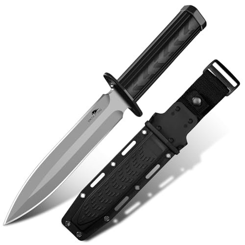 SMITH CHU Outdoor Messer Feststehend, Survival Messer für Trekking Camping, Kydex Scheide mit Schleifstein, Ergonomischer Griff, Schwarz Bushcraft Ausrüstung, Geschenke für Männer