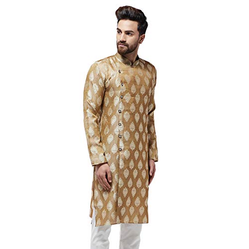 Image of SOJANYA Men's Silk Cotton Regular Fit Printed Regular Kurta