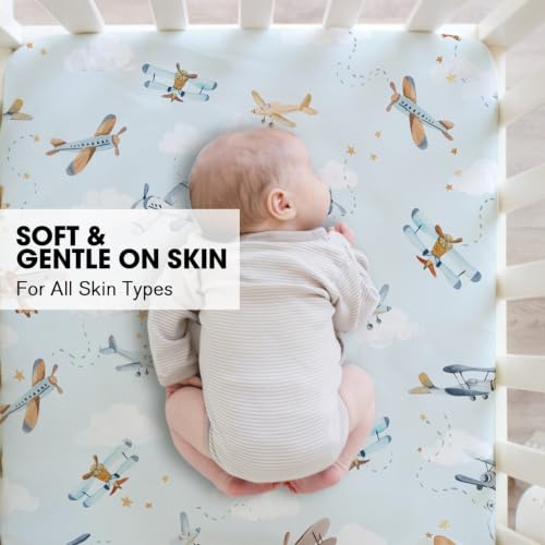 Image of Little Grape Land Crib Sheets for Boys and Girls, 2pk Baby Crib Fitted Sheet for Standard Size Crib and Toddler Mattress, Super Soft Baby Sheet