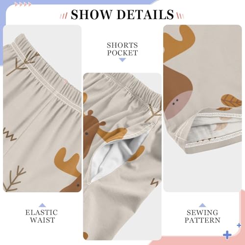 Cute Reindeer Boys Pants Boys Athletic Pants Long Pant for Boywith Pockets Wide-Leg Size 6-14Y4