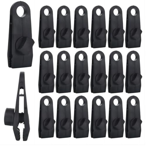 20 Stück Planenspanner Planenclips Zeltplanen Clips - Multifunktion Zeltklemme Halterung Spanner Befestigungsclip für Plane Zelt, Abdeckungen, Markisen, Banner, Gartenarbeit, Schwarz