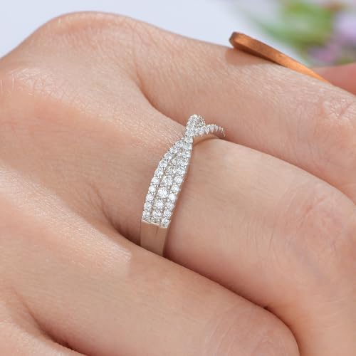 Wuziwen Infinity Wedding Bands for Women Curved Eternity Rings for Her Anniversary Promise Ring 925 Sterling Silver Cubic Zirconia3