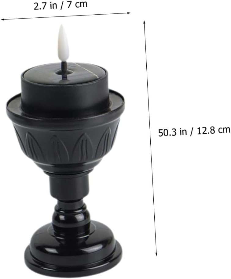 BESPORTBLE 6Pcs Solar Powered LED Flameless Tealight Candles Rainproof Outdoor Solar Lights for Party Decoration Black Candle Holders Material