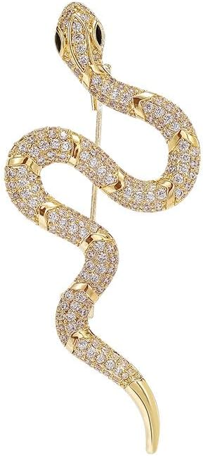 Broches dorados de serpiente para mujeres y hombres, alfileres de solapa esmaltados de serpiente, accesorios de diamantes de imitación, poderosos
