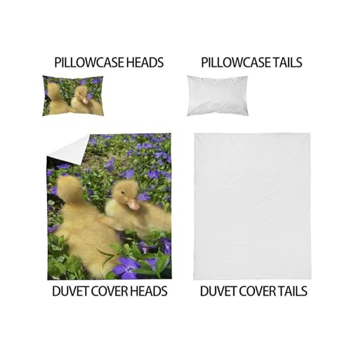 Housse de couette animaux imprimé 3D microfibre 135x200 parure de lit garçon